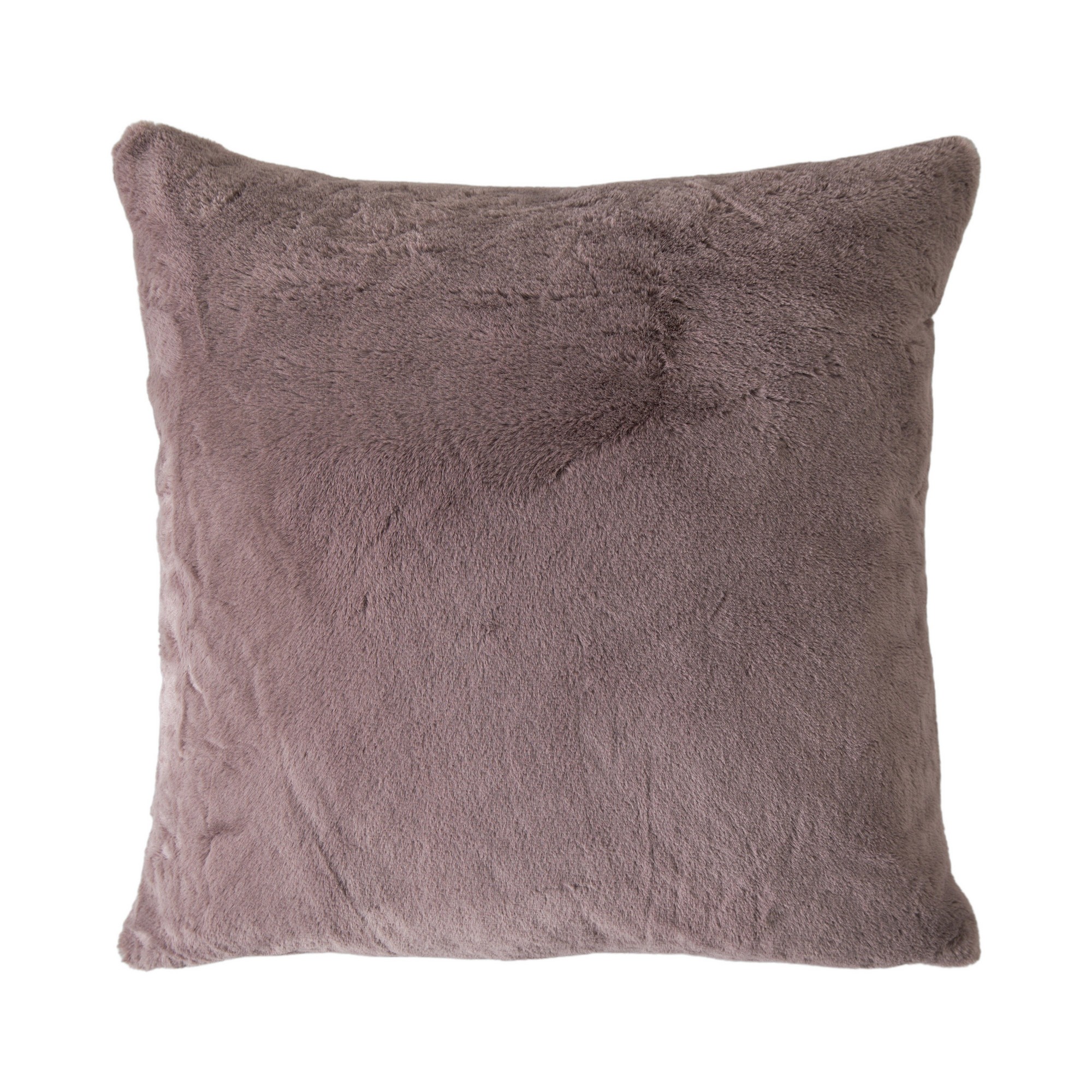 Soft Plain Faux Fur Cushion In Mocha Brown